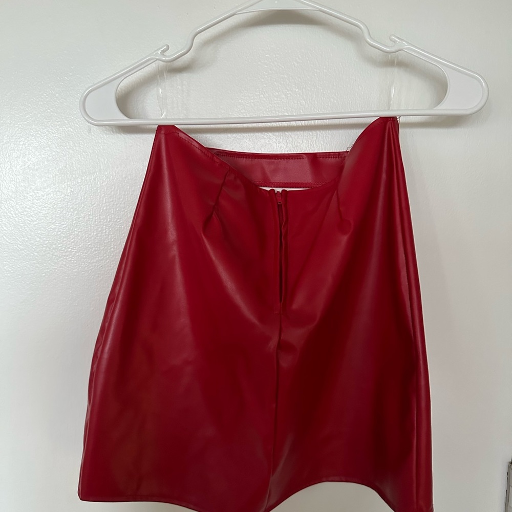 Faux Leather Red Mini Skirt NWT